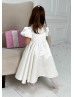 Ivory Satin Lace Chic Flower Girl Dress Baptism Dress